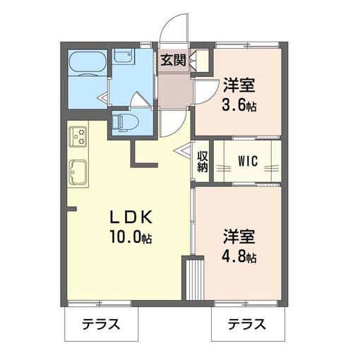 めぞん市川(2LDK/1階)の間取り写真