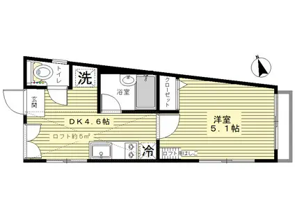 マイライフ中目黒(1DK/2階)の間取り写真
