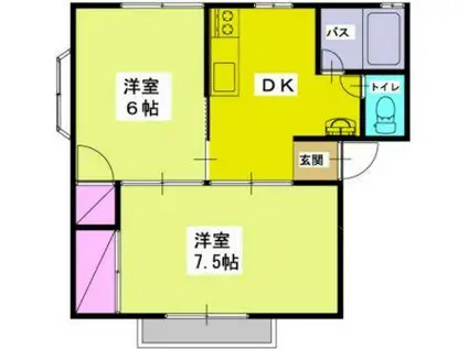 シャトーヒルズ(2DK/2階)の間取り写真