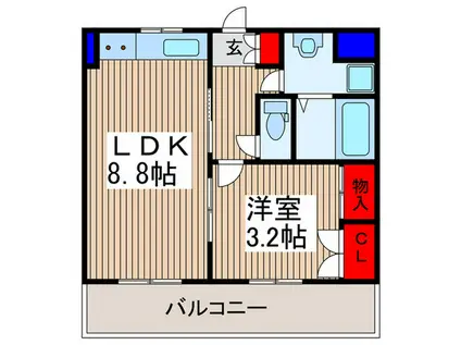 シャンブル武蔵浦和(1LDK/4階)の間取り写真