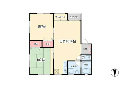 メゾンハイウィロ(2LDK/2階)の間取り写真