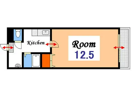 PAL-98(1K/3階)の間取り写真