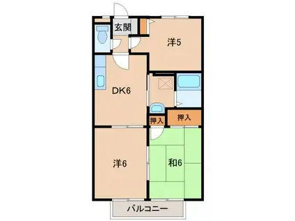 ロイヤルハイツ三石(3DK/2階)の間取り写真