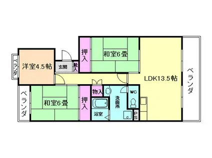 Tメゾンクレール(3LDK/4階)の間取り写真
