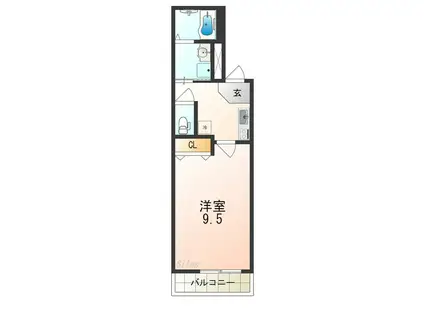 フジパレス湊II番館(1K/1階)の間取り写真