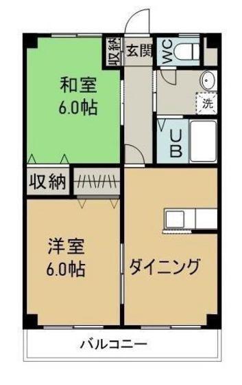 マスカット鳥羽(2DK/3階)の間取り写真
