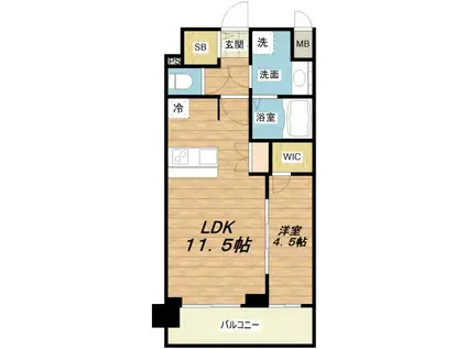 プレサンス大正フレンジ(1LDK/11階)の間取り写真
