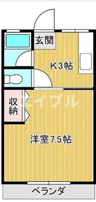 シティハイム春日I(1K/1階)の間取り写真