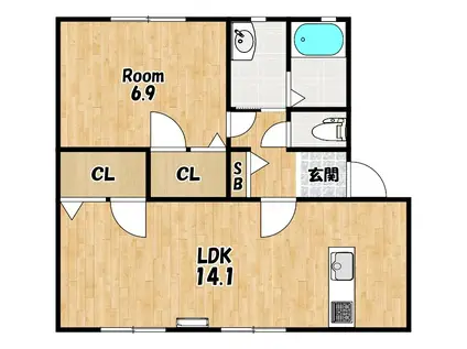 JR東海道本線 安土駅 徒歩8分 2階建 築30年(1LDK/1階)の間取り写真