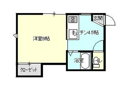 メトロノーム(1K/1階)の間取り写真