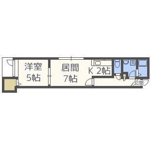 ラパス月寒(1LDK/1階)の間取り写真