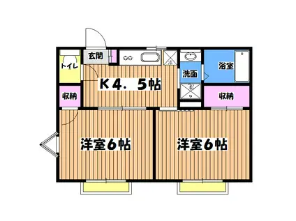 コスモハイツ(2K/2階)の間取り写真