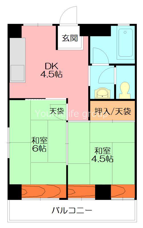 中西ビル(2K/3階)の間取り写真