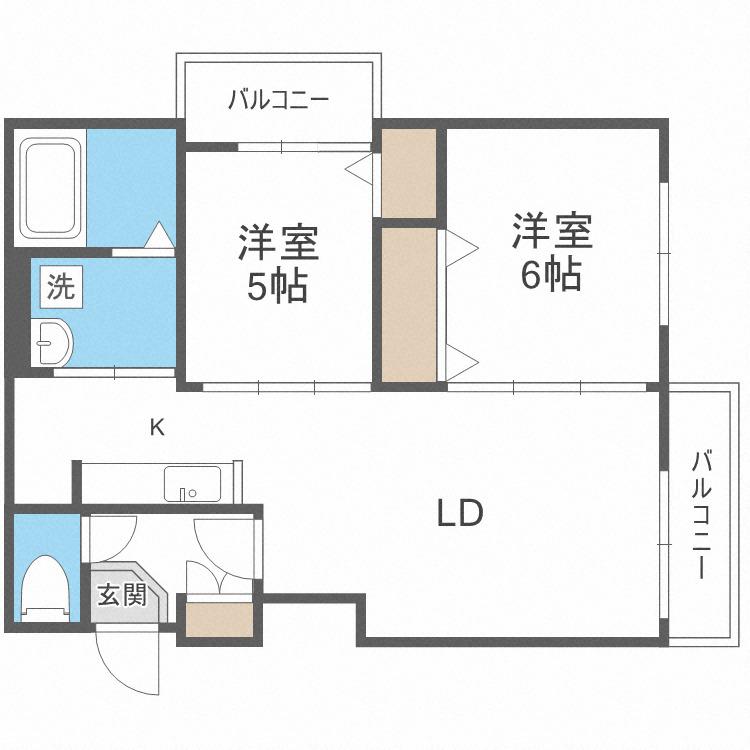 アルシオーネS12(2LDK/2階)の間取り写真