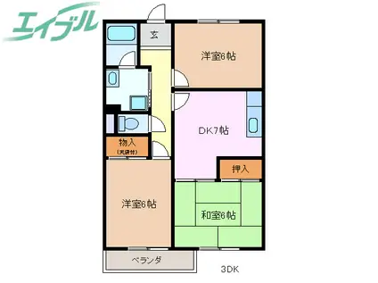 ブランシェ大井手(3DK/1階)の間取り写真