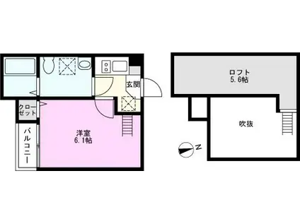 アーバネックス東川口(1K/2階)の間取り写真
