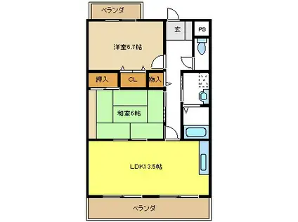 ABBEY ROAD(2LDK/3階)の間取り写真