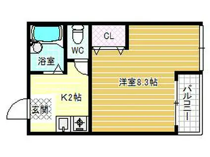 高敷マンション(1K/2階)の間取り写真