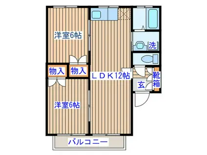 メープルSK1(2LDK/2階)の間取り写真