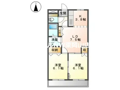 グレイスヴィラ倉田(2LDK/1階)の間取り写真