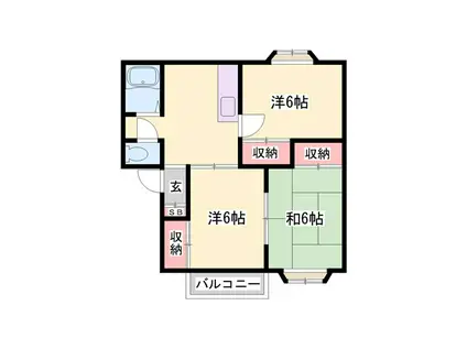 ムーンハウスIIB(3DK/2階)の間取り写真