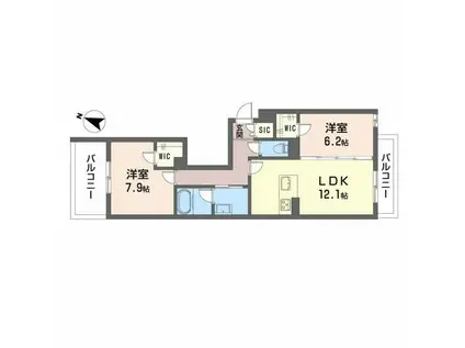 シャーメゾン フェアリーステージ(2LDK/3階)の間取り写真