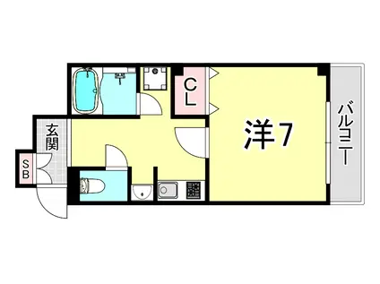 Sキューブほんまち(1K/2階)の間取り写真