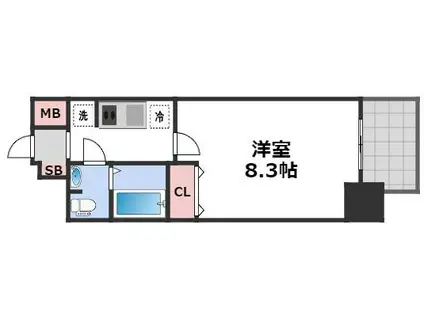 JPレジデンス大阪城南(1K/4階)の間取り写真