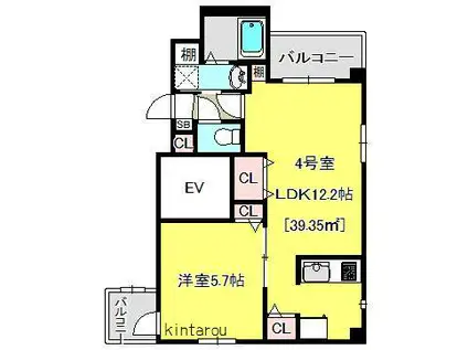 PRIME HILLS 千葉シティ(1LDK/5階)の間取り写真