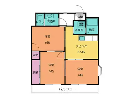 マンション メテオール(3DK/1階)の間取り写真