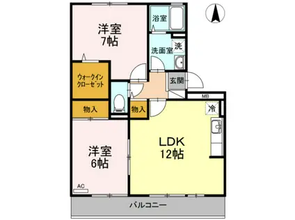 セジュール田中(2LDK/2階)の間取り写真