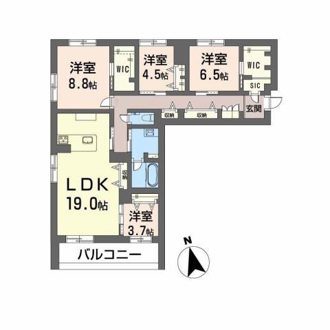 ワイエア平尾浄水(4LDK/4階)の間取り写真