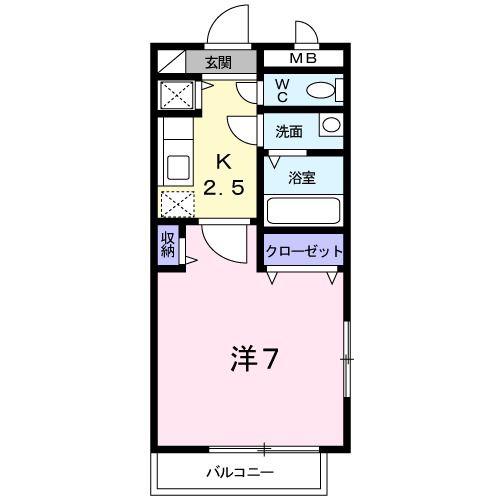 エスポワール御幸(1K/2階)の間取り写真