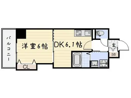 THE SQUARE・SUITE RESIDENCE(1DK/6階)の間取り写真