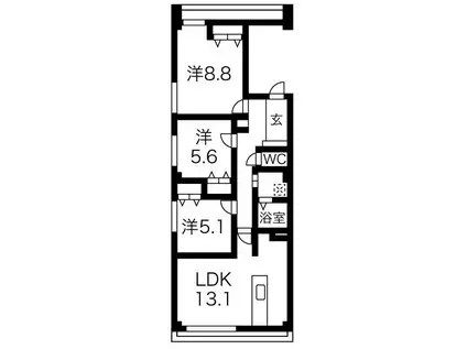 コンフォート長良(3LDK/3階)の間取り写真