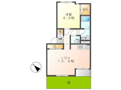 エトワール・ドゥ(1LDK/1階)の間取り写真