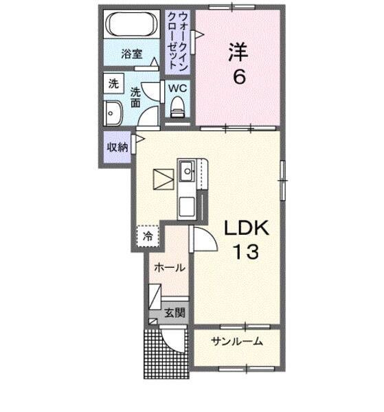 サザンクロスA(1LDK/1階)の間取り写真
