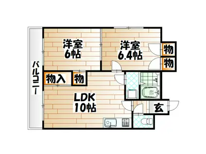 イムズヒル別院(2LDK/4階)の間取り写真