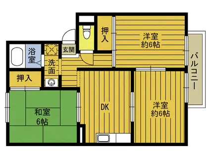 ハイツ亀川(3DK/2階)の間取り写真