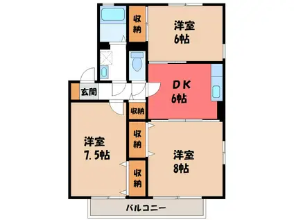 スクウェアガーデンVIII(3DK/2階)の間取り写真