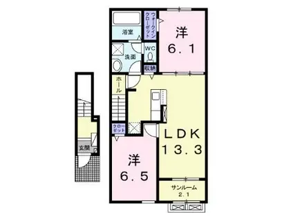 SPRING HILL駒ヶ根B(2LDK/2階)の間取り写真