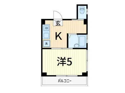 秋田ハイツ(1K/2階)の間取り写真