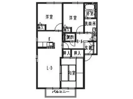 グリーンハイツR A棟(3LDK/2階)の間取り写真