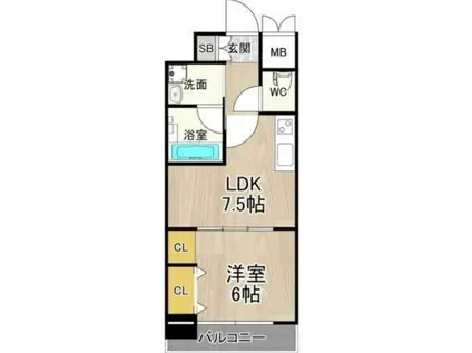 ジューム南船場(1LDK/5階)の間取り写真