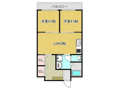 日吉第7コーポH棟(2LDK/2階)の間取り写真