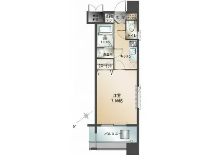 エンクレスト福岡(1K/6階)の間取り写真