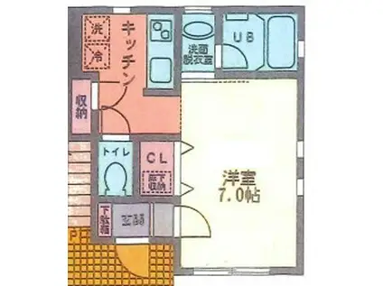 ひだまりハウス(1K/1階)の間取り写真