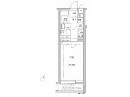 RELUXIA世田谷用賀(1K/3階)の間取り写真