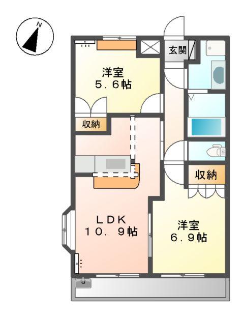 クリアーメゾンB・S(2LDK/2階)の間取り写真