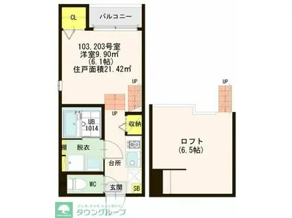 LUMIERE亥鼻(1K/1階)の間取り写真